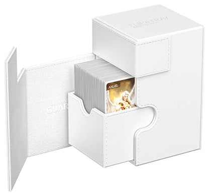 Ultimate Guard Flip'n'Tray 100+, Deck Case for 100 Double-Sleeved TCG Cards + Dice Tray, White, Independent Magnetic Closure & Microfiber Inner Lining - color: White
