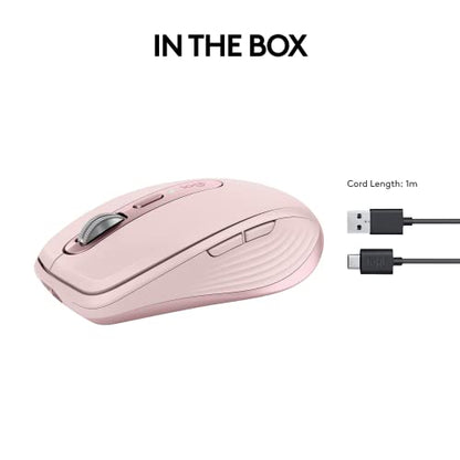 Logitech MX Anywhere 3S Compact Wireless Mouse, Fast Scrolling, 8K DPI Any-Surface Tracking, Quiet Clicks, Programmable Buttons, USB C, Bluetooth, Windows PC, Linux, Chrome, Mac - Rose | 8, 000 Dpi Darkfield, Quiet Clicks, Magspeed Scroll, USB-C Quick Cha