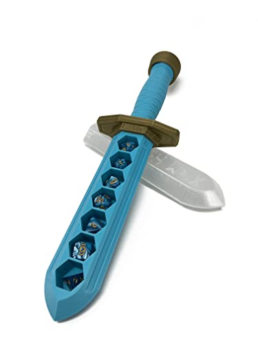 Sword Dagger Dice Holder - (Random 7PCS D20 Dice Set Included) - Custom Polyhedral Dice Storage for Tabletop RPG - Dungeons and Dragons - DND - D&D (Blue) - color: Blue