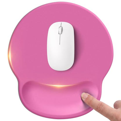 Mouse pad with Wrist Rest,Relieving Pain Memory Foam Computer pad, Ergonomic Desktop Mouse, Silicone Material Mouse pad, with Non-Slip PU Base (Rose Color) - color: Rose color