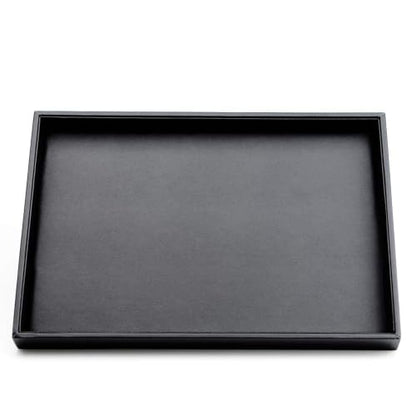 Oirlv Leather Jewelry Display Tray Black | Black Leather Exterior, Soft Velvet Lining, 13.78"X9.45"X1.18" Tray, Versatile Storage for Rings/Earrings/Necklaces - style: P01701