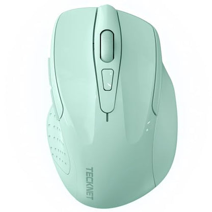 TECKNET Wireless Mouse, BT 5.0/2.4G, Silent 4800 DPI 6 Buttons, Green | Bluetooth 5.0/3.0 & USB A, 2-Device Easy Switch, Wide OS Compatible, 6-DPI, Ergonomic for S/M Hands, Extended Battery - color: Green
