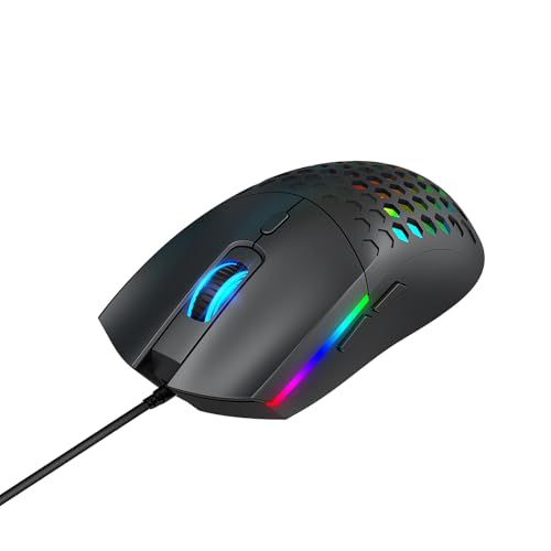 Cuifati Hollow Design RGB Backlit Wired Mouse, Ergonomic 6400DPI Optical Gaming Mouse 6 Buttons USB Plug Play, Lightweight 99g Computer for Gaming and Work, Premium ABS Durable (S500 White) - color: S500 White