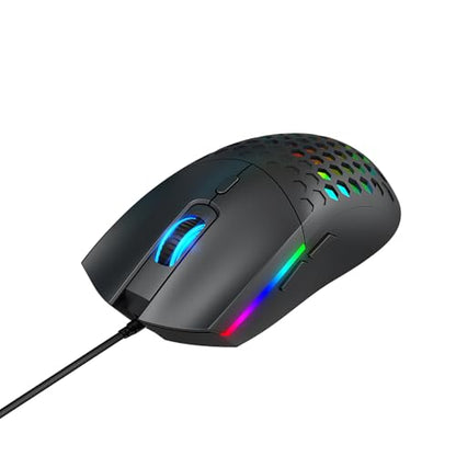 Cuifati Hollow Design RGB Backlit Wired Mouse, Ergonomic 6400DPI Optical Gaming Mouse 6 Buttons USB Plug Play, Lightweight 99g Computer for Gaming and Work, Premium ABS Durable (S500 White) - color: S500 White