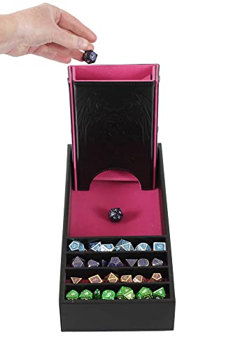 Forged Dice Co. Citadel Dice Tray and Dice Tower - 3 in 1 D&D Dice Box, Storage and Removable Tower - Perfect for RPG and Tabletop Games - color: Pink
