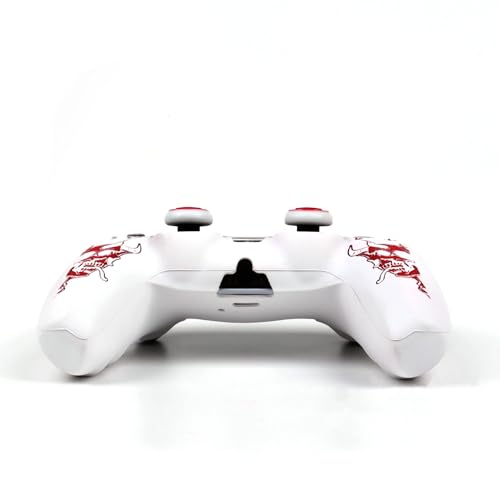 Horned Skull Controller Skin Cover Compatible with PS5/Playstation 5 Controller, RALAN Protector Case Customised Thumb Grip - color: Horned skull White Red