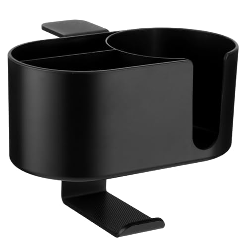 2-in-1 Desk Cup Holder Clamp with Headphone Hanger, Clip On Desk Organizer for Drinks and Headsets, No Drill Install ABS Caddy, Fits Cups Under 3.54 in for Gaming or Office Desks