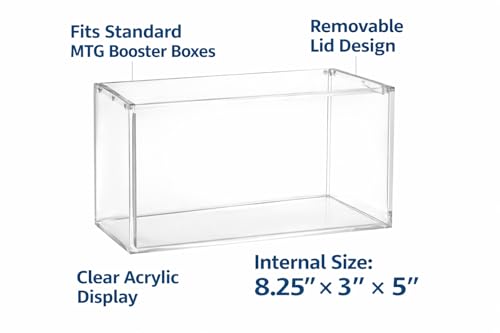 Acrylic Display Case for Magic: The Gathering Booster Boxes, Clear Protective Hard Case with Removable Lid, Fits Standard MTG Sealed Boxes