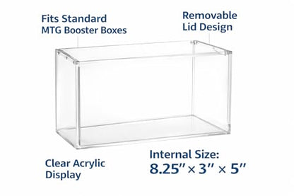 Acrylic Display Case for Magic: The Gathering Booster Boxes, Clear Protective Hard Case with Removable Lid, Fits Standard MTG Sealed Boxes