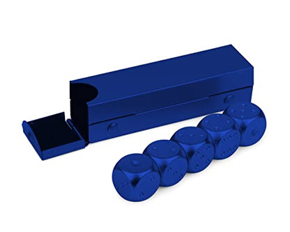 DS.DISTINCTIVE STYLE Aluminum Alloy Dice 5 Pieces 16mm Portable Metal Dices with Case 6 Sided Dice for Party Game - color: Blue, style: Rectangle