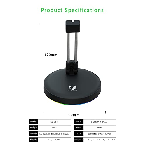 Gaming Mouse Bungee, Mouse Cable Holder, Drag-Free Wired Mouse Support for Esports, Mouse Cord Management Fixer Holder, Mouse Bungie