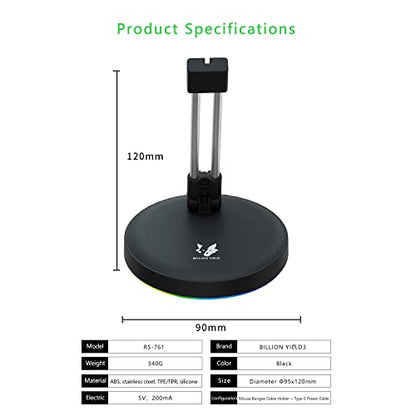 Gaming Mouse Bungee, Mouse Cable Holder, Drag-Free Wired Mouse Support for Esports, Mouse Cord Management Fixer Holder, Mouse Bungie