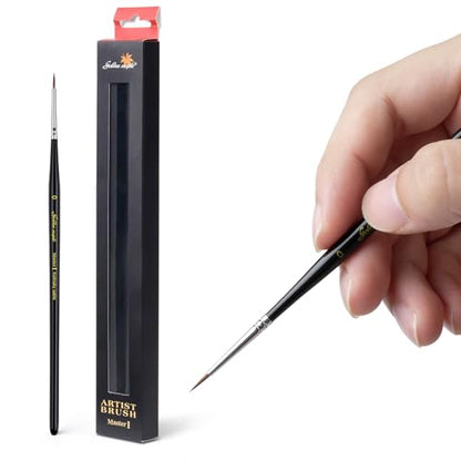 Kolinsky Sable Miniature Paint Brushes - Professional Artist Brush Size 0, Small Fine Detail Paint Brush Set for Mini Paints, Paint by Number, Figurine - size: 0