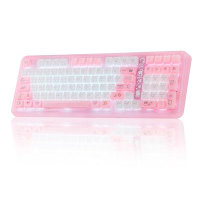 KiiBoom Phantom98 Lite 96% Wireless Mechanical Gaming Keyboard, VIA Programmable, Creamy Keyboard with Gasket, 8000mAh Battery, Hot Swap, RGB Backlits, NKRO for Win/Mac (Pink, Mossy Silent Switch) - color: Pink, size: Mossy Silent Switch