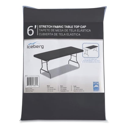Iceberg iGear Stretch Fabric Table Top Cap Cover, fits 6' Tables, Polyester/Spandex, Black, 30" W x 72" L | Measures 72"x 30"x3", durable stretch polyester fabric snugly fits to 6' table top, ideal for trade shows, banquets & parties - size: 72" x 30" (Re