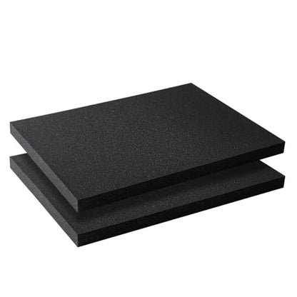 Black foam 2 pieces, 16 x 12 x 1 inches, Polyurethane Foam sheet, high-density foam padding, customizable foam insert for packaging foam, toolboxes, storage, crafts. (Black, 16x12x1inch) - size: 16x12x1inch