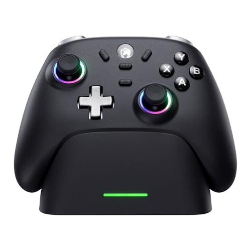 ECHTPower PC Gaming Controller–Wireless for PC with Hall-Effect Joysticks, 1000Hz Polling Rate, No Drift, Turbo & Vibration, Compatible with Windows/Switch/iOS/Android/Steam –Place & Charge Dock - color: Black2