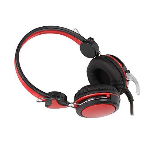 ZJchao Gaming Headset Noise Cancelling Stereo Ergonomic Wired Computer Game Headphone for PC, Clear Sound and Omnidirectional Mic for Gaming, Work or Study (Red) - color: Red