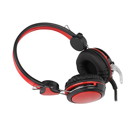 Noise Cancelling Gaming Headphones Clear Sound and Microphone for Computer Players (Red) - color: Red