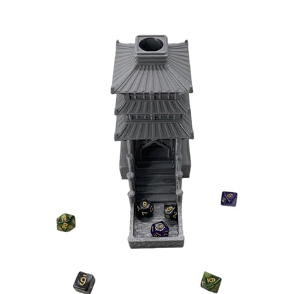 Temple Dice Dice Tower Dungeons and Dragons RPG Tabletop Roleplaying Game Jail DND (Random 7PCS D20 Dice Set Included) (Silver) - color: Silver