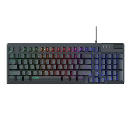 AF981 Wired 99Keys Computer Keyboard, Quite Brown Mechanical Feeling Membrane Gaming Keyboard, Colorful Backlit, Volume Scroll Wheel for PC Laptop, Black
