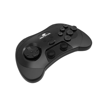 Retro-Bit SEGA Saturn® PRO - 2.4GHz Wireless Pro Controller for Sega Saturn, Sega Genesis Mini, Switch, PC, Mac - Includes 2 Receivers - Black - color: Black