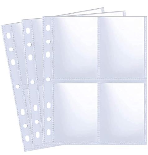 40 Pack 320 Pockets 6 Ring A5 Binder Sleeves,2.5x3.5”Photocard Sleeves,Double-Sided 4 Pocket Kpop Photocard Page Protector,Ultra-Clear Trading Card Sleeve Sheets for Game Cards,Photocard