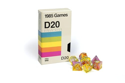VHS Rainbow Handmade Resin Sharp Edge DND Dice Set – 7 Dice for Roleplaying Games - style: Rainbow