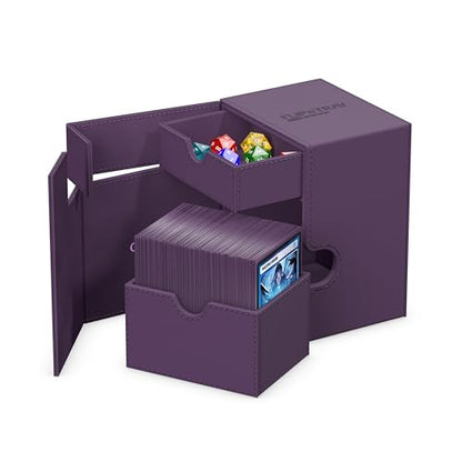 Ultimate Guard Flip'n'Tray 133+, Deck Case for 133 Double-Sleeved TCG Cards + Dice Tray, Purple, Independent Magnetic Closure & Microfiber Inner Lining - color: Purple, size: 133+