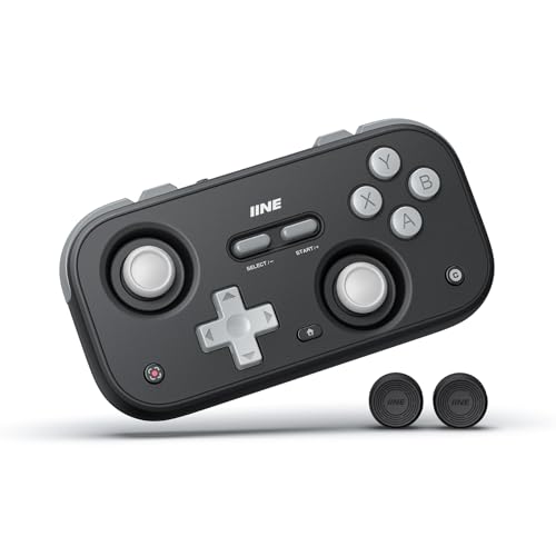 IINE Retro Pocket Wireless Game Controller – Compact Gamepad with Hall Effect Joysticks, Customizable Buttons, 1000Hz Polling Rate – Compatible with PC, Switch, Mobile, Steam Deck, Tablet (Black) - color: Black