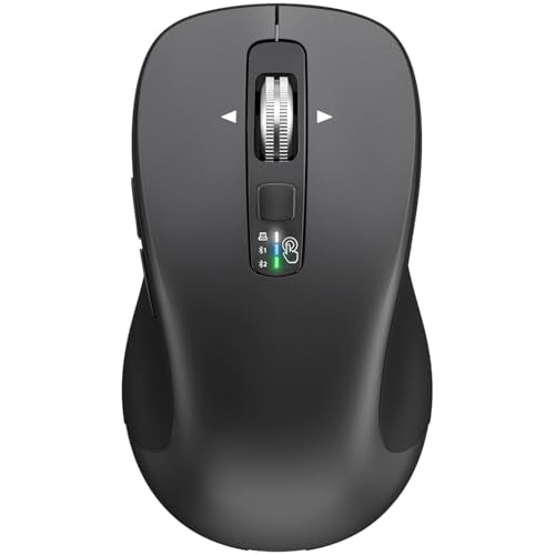 CITLLA Wireless Bluetooth Mouse (USB + BT1 + BT2), Full Size Mouse, 4-Way Scrolling, Multi-Device Silent for Computer, Laptop, iPad, MacBook (Grey) - color: Grey