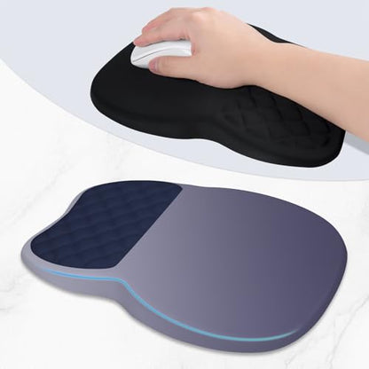 ITNRSIIET Ergonomic Mouse Pad Wrist Support with Memory Foam Massage Bulge & Non-Slip PU Base, Carpal Tunnel Pain Relief, Prevent Wrist Sweating, 12 x 8 x 1.2 inch, Gray Blue Gradient - color: Gray Blue Gradient