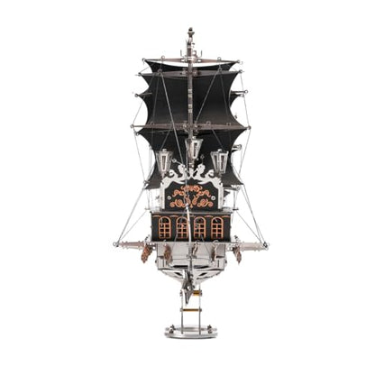 Black Pirate Ship 3D Metal Puzzle for Adults, 300+PCS 3D Metal Ship Model Building Kit, 3D Ship Puzzle Kit Steampunk Ship Jigsaw Assembly Model, DIY Craft Kit Gift