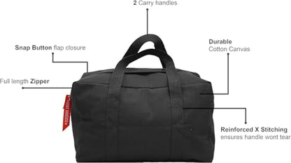 Tactical Parachute Cargo Bag LARGE Cotton Canvas Carry Bag, 24" x 15" x 13" - Black - color: Black, size: Large (24" x 15" x 13")