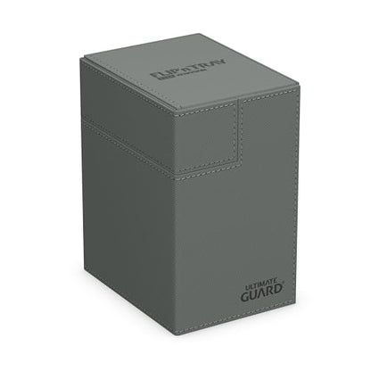 Ultimate Guard Flip'n'Tray 133+, Deck Case for 133 Double-Sleeved TCG Cards + Dice Tray, Grey, Independent Magnetic Closure & Microfiber Inner Lining - color: Grey, size: 133+