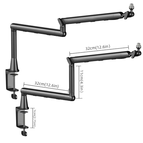 Microphone Arm Desk Adjustable Boom Stand, Black | 360° Rotation,with Heightening Arm,without Microphone,For Blue Yeti,Snowball iCE, HyperX QuadCast,SoloCast,Elgato Wave - color: Black