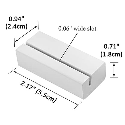 WILLOWDALE 6Pcs 2.17 Inch Wedding Place Card Holder, Photo & Picture Stand | White Card Holder Wooden Stands for Display, Party Poster Paper Stand Wedding Table Number Holders for Home and Office Decor - size: 6pcs 2.17" White