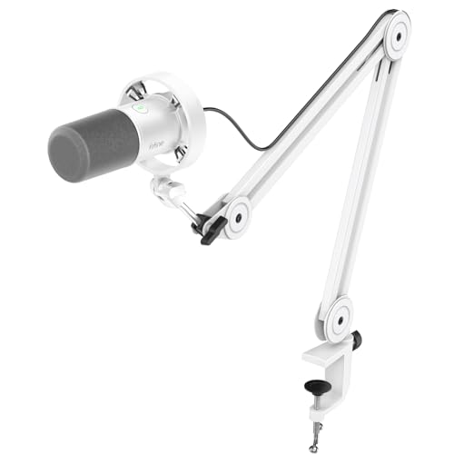 FIFINE AmpliTank K688TW Podcast XLR/USB Microphone Kit, Dynamic Vocal Mic | Studio PC Microphone with Boom Arm, Mute, Headphone Monitoring, for Recording, Streaming, Voice-Over, Online Teaching, White - size: K688T White