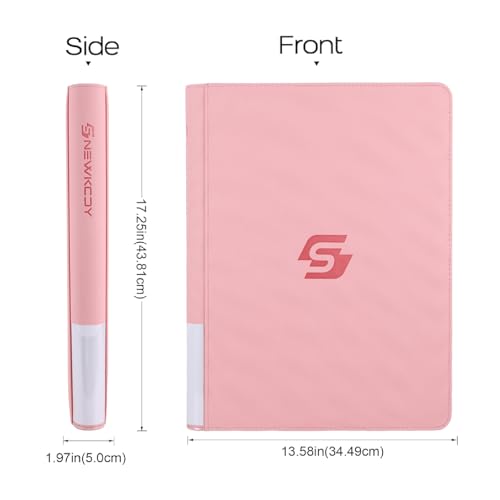 Snekdy premium 1024-pocket trading card binder, 16-pocket cards album, waterproof PU-leather Cover album with side loading, holds gaming, baseball, basketball & sports cards (Pink) - color: Pink
