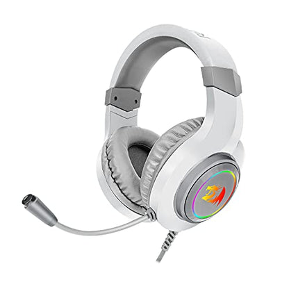 Redragon H260 Hylas Wired Gaming Headset, 50 mm Drivers, Stereo Surround Sound, Noise-Canceling Microphone, Dynamic RGB Backlight, Over-Ear Headphones Works for PC/PS4/XBOX ONE/NS, White