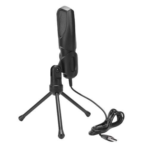 Tbest Gaming USB Microphone RGB Condenser Computer Mic with Tripod Stand for PC Laptop Streaming Podcasting Recording Black ABS