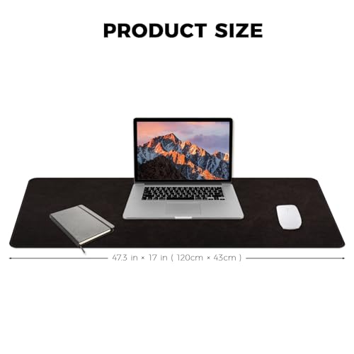 CHEERYGOO Faux Leather Desk Mat - Waterproof Mouse Pad, Non-Slip PU Leather Blotter, Writing Surface for Office and Home 47"x17" XXL Black - color: Black, size: 47" x 17"