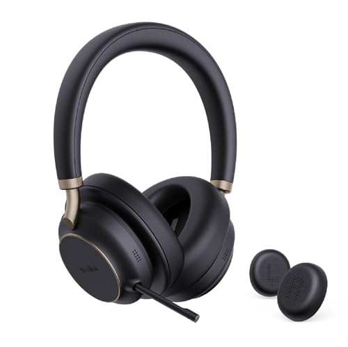 Yealink BH76 Plus Bluetooth Headset, Wireless Headset with Microphone for PC,Active Noise Cancelling, Retractable Hidden Mic Arm, Compatible with PC Mac, Works with Teams (Certified), USB-C/A | Yealink BH76 Plus Over Ear Noise Cancelling Headphones with R