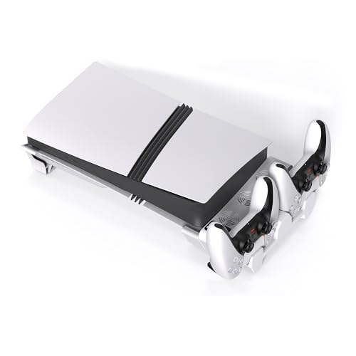Horizontal Cooling Stand for PS5 Pro/for PS5 Slim Disc & Digital,Charger for PlayStation 5 Controllers with 3-Level Cooling Fan,5 Pro Cooling Stand Horizontal