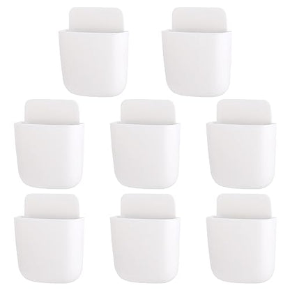 Tecbeauty 8 Pcs Remote Control Holder Self Adhesive Wall mounted Storage Box Phone Charging Pen Holder Organizer for Home Office School - style: 8pcs small remote control holder
