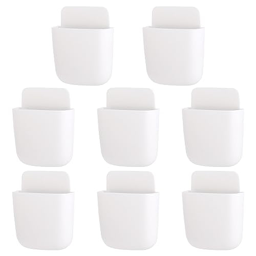 Tecbeauty 8 Pcs Remote Control Holder Self Adhesive Wall mounted Storage Box Phone Charging Pen Holder Organizer for Home Office School - style: 8pcs small remote control holder