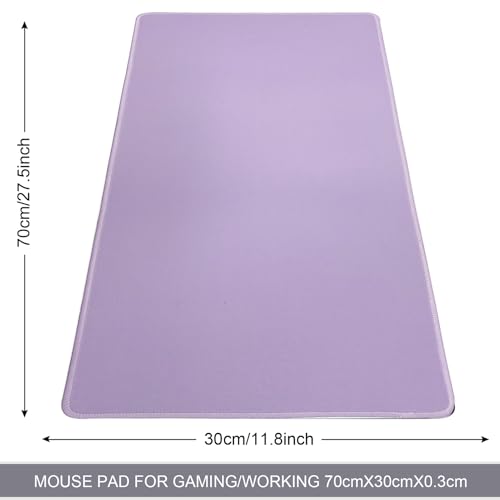 Large Gaming Mouse Pad, Non-Slip Rubber Base, [27.5x11.8IN] Computer Desk Mat for PC, Mac, Laptop - Stitched Edges and Smooth Surface for Office, Home, Work-70x30 LightpurpleJ - color: 70x30 LightpurpleJ