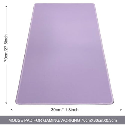 Large Gaming Mouse Pad, Non-Slip Rubber Base, [27.5x11.8IN] Computer Desk Mat for PC, Mac, Laptop - Stitched Edges and Smooth Surface for Office, Home, Work-70x30 LightpurpleJ - color: 70x30 LightpurpleJ