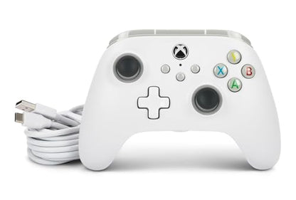 PowerA Wired Controller for Xbox Series X|S - White, gamepad, wired video game controller, gaming controller, works with Xbox One - style: White
