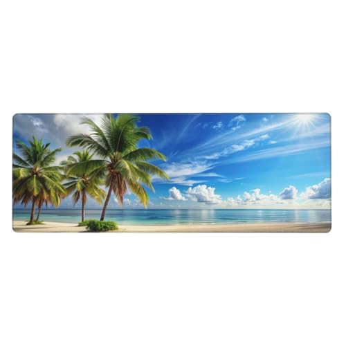 Beach Mouse Pad XL Large Mousepad Non Slip Rubber Base Desk Mat for Laptop Computer Gaming 31.5" X 12" - color: Beach
